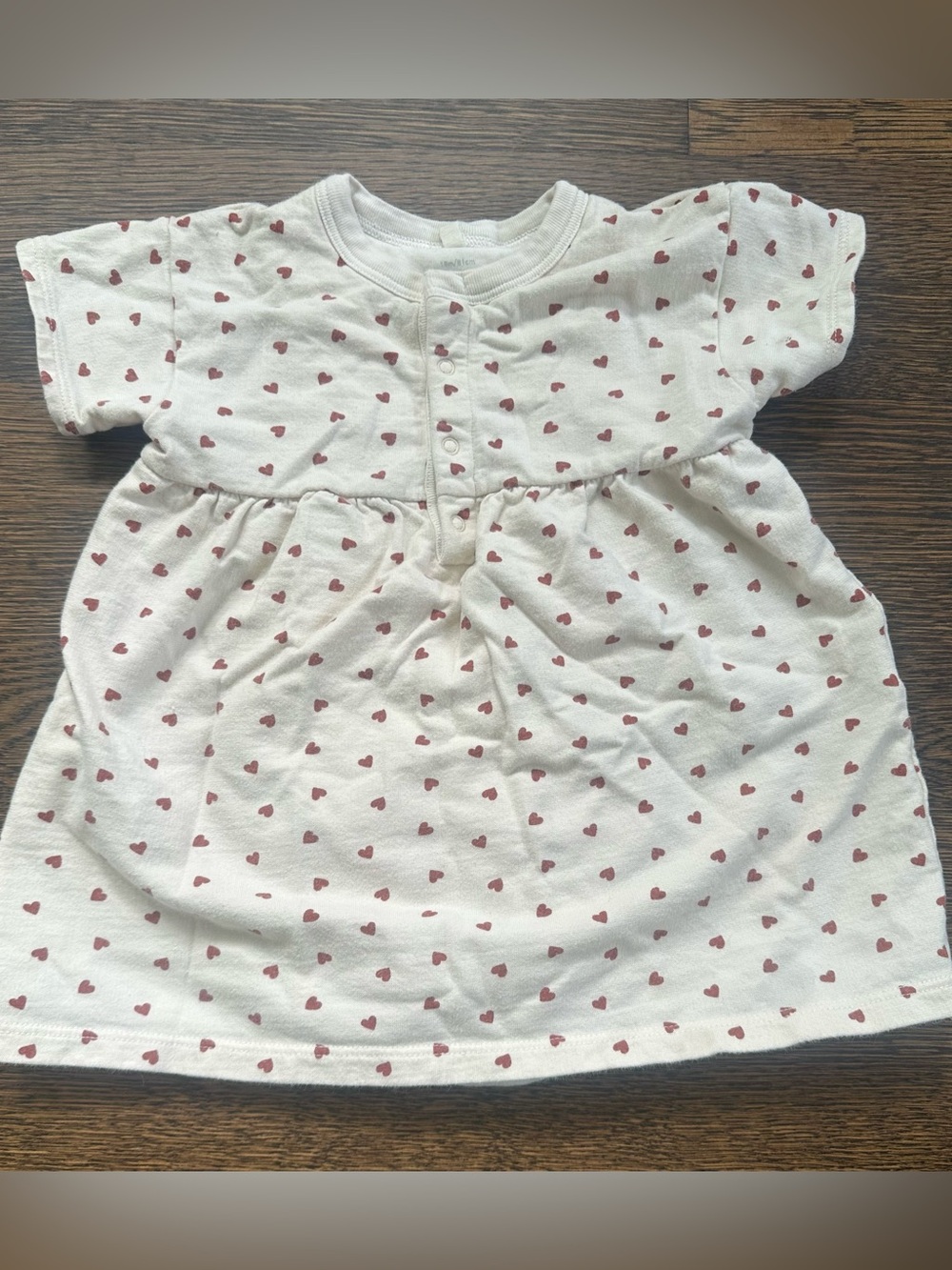 Petit Bateau Cream Dress with Red Heart Print